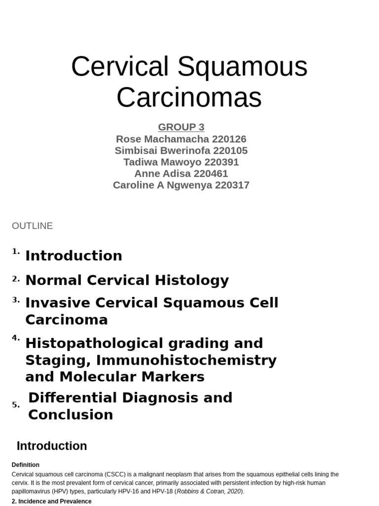 Cervical Squamous Carcinoma Overview | PDF | Cervical Cancer | Epithelium
