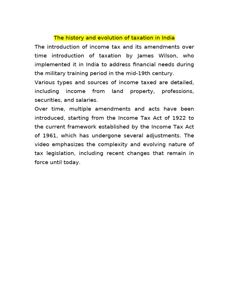Evolution of Taxation in India | PDF
