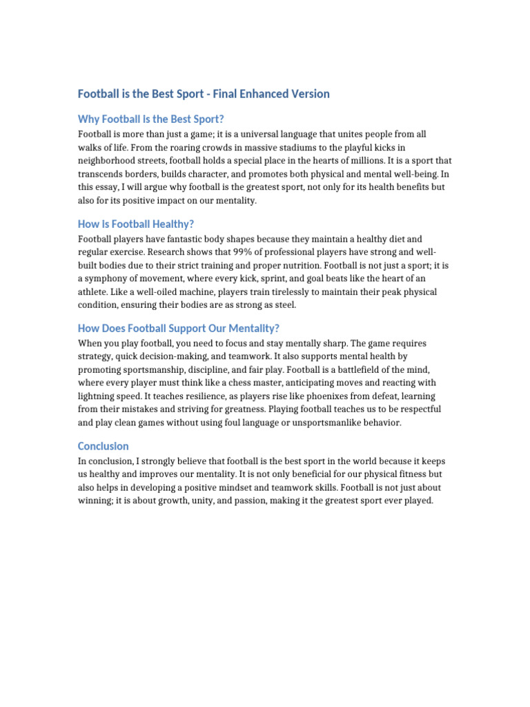 Why Football is the Greatest Sport | PDF