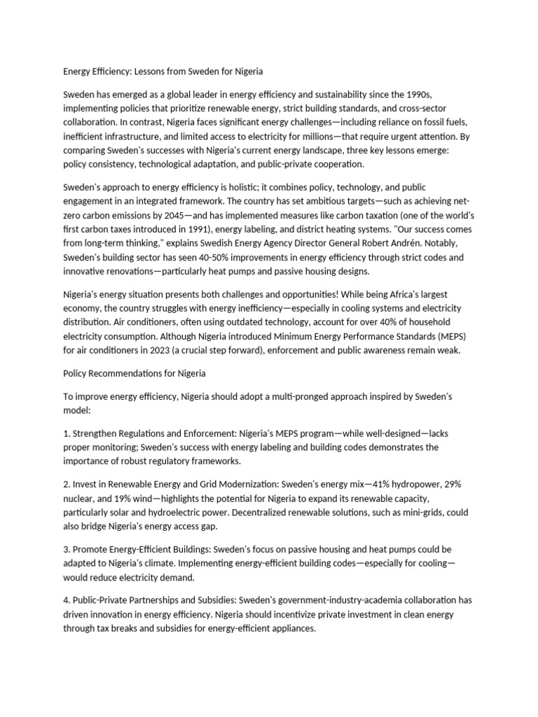 Lessons in Energy Efficiency for Nigeria | PDF | Efficient Energy Use ...