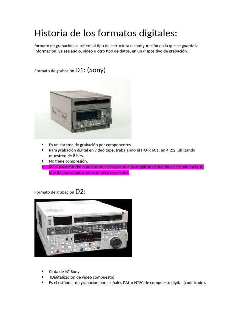 Historia de Los Formatos Digitales | PDF