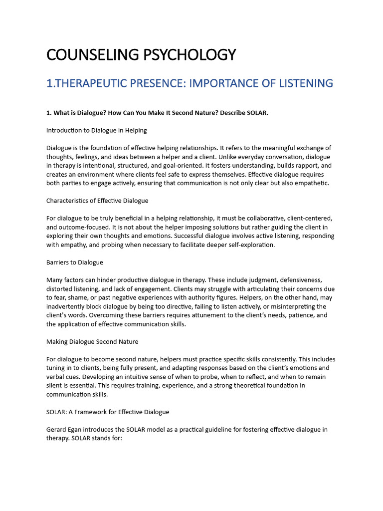Counseling Psychology | PDF | Empathy | Nonverbal Communication