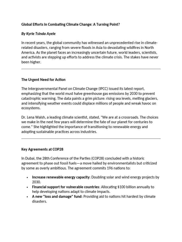 Global Efforts in Combating Climate Change | PDF | Climate Change ...
