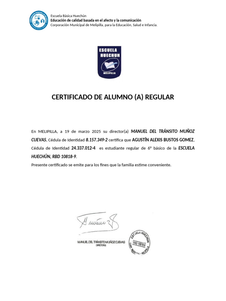 Certificado de Alumno Regular 2025 | PDF