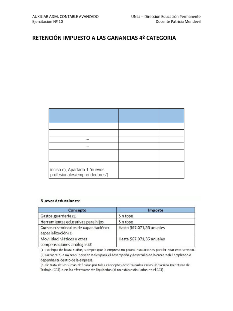 ACTIVIDAD PRACTICA 10 Retención Impuesto A Las Ganancias | PDF ...