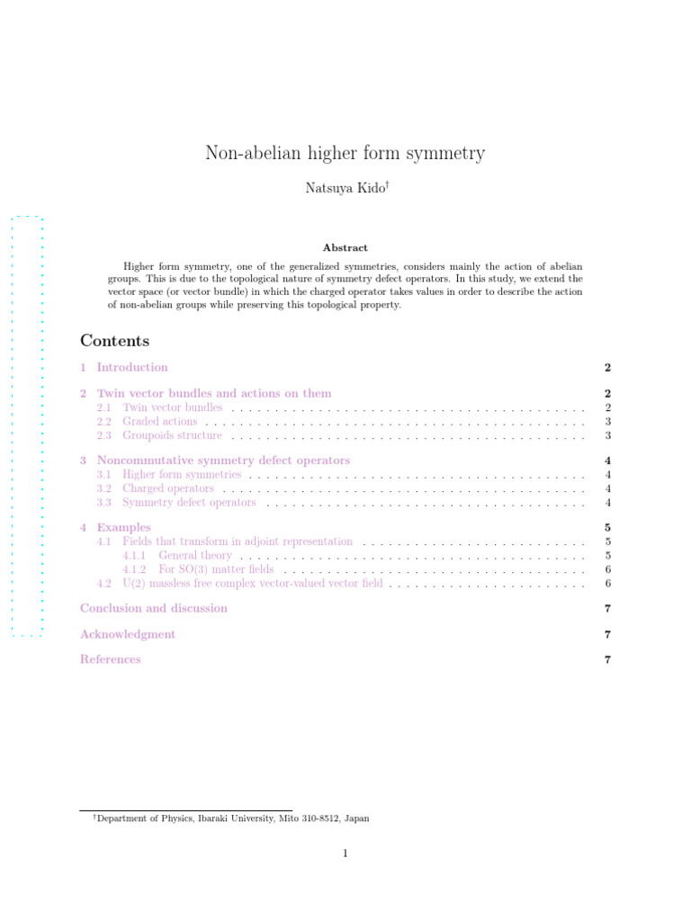 Non-Abelian Higher Form Symmetry Analysis | PDF | Differential Form ...
