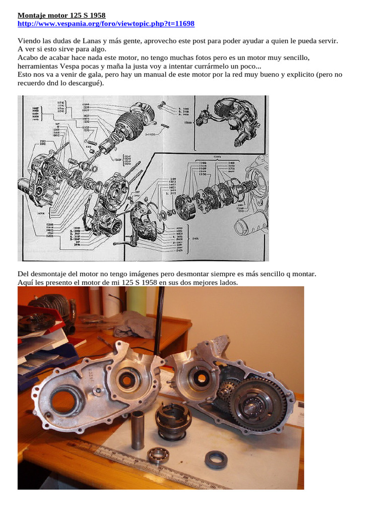 Montaje Motor Vespa 125 S 1958 | PDF | Motores | Ingeniería mecánica