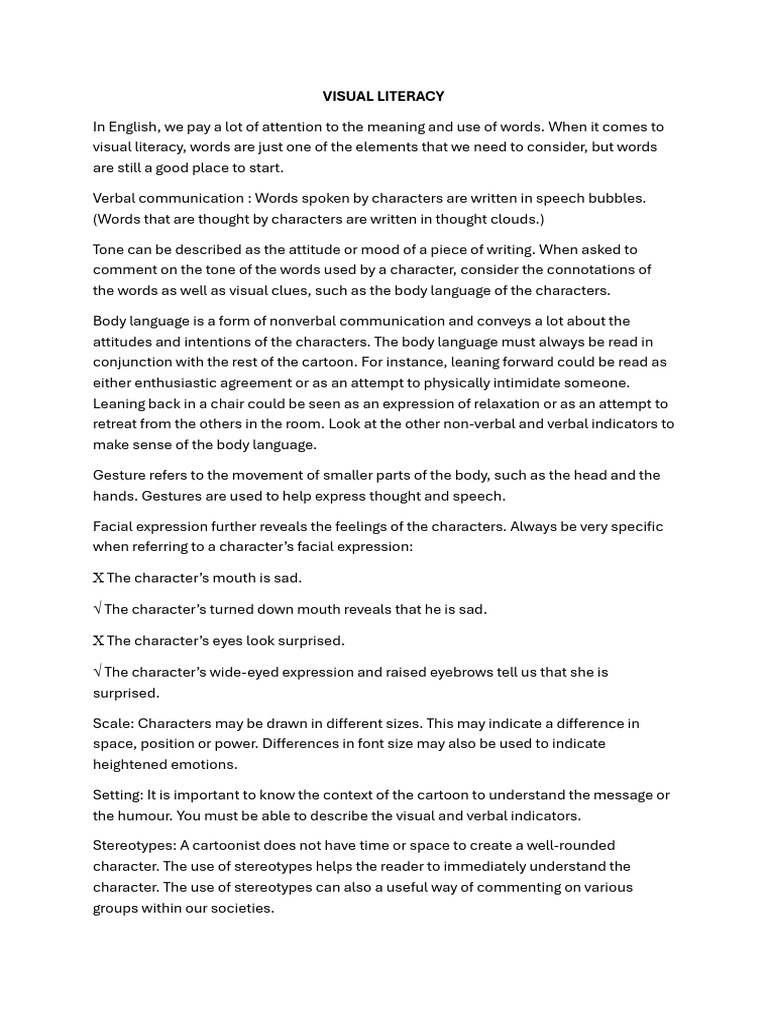 Understanding Visual Literacy Elements | PDF | Body Language ...