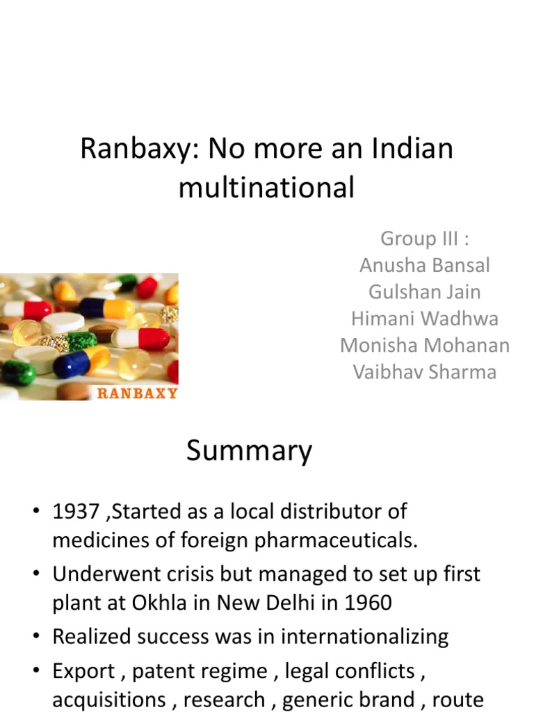 Ranbaxy | PDF | Generic Drug | Food And Drug Administration