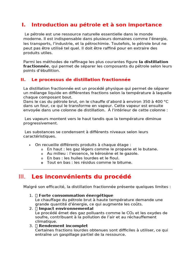 Distillation Fractionnée du Pétrole : Processus et Limites | PDF