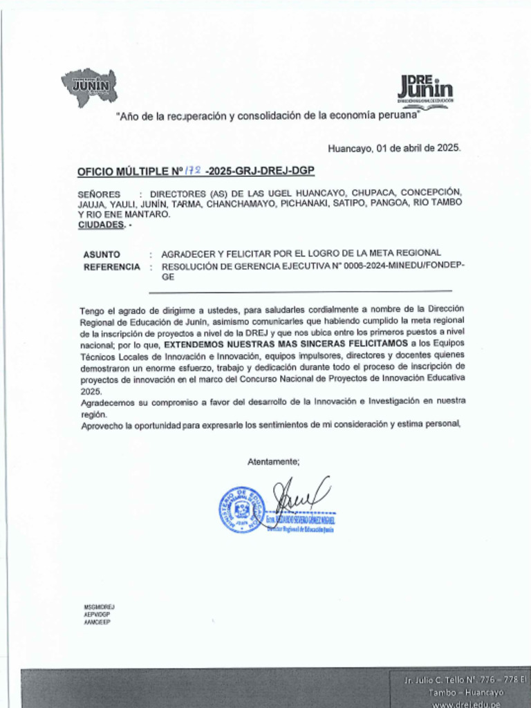 08965848-Oficio Multiple N 172-2025-Grj-Drej | PDF
