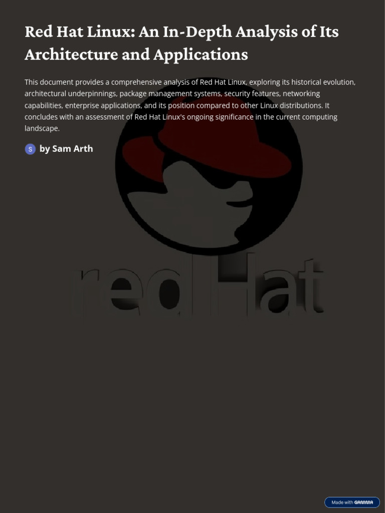 Red Hat Linux An in Depth Analysis of Its Architecture and Applications ...