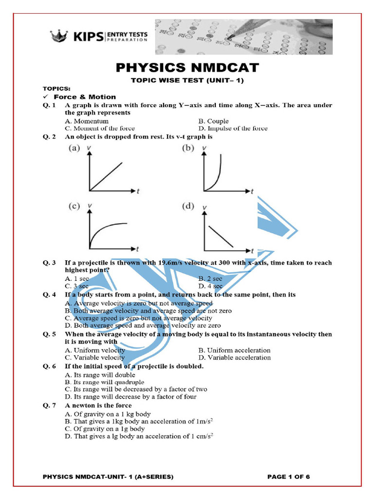 Physics Unit 1 (Force and Motion) Kips CTS 1 Sep 2021-1 | PDF