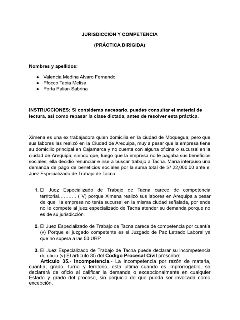 Jurisdicción Laboral en Tacna y Arequipa | PDF | Jurisdicción ...