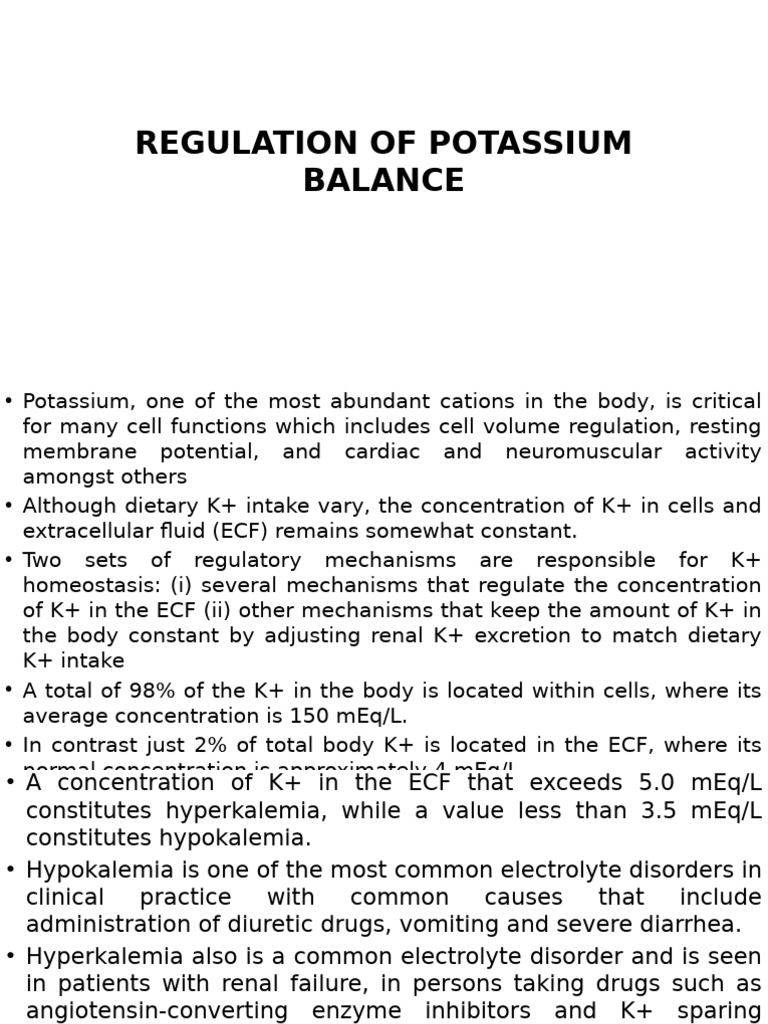 Potassium Balance Regulation Explained | PDF | Kidney | Physiology
