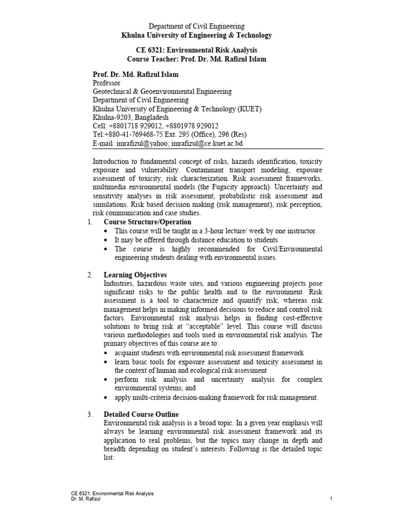 CE 6321 - Exam Schedule and Related Information | PDF | Risk | Risk ...