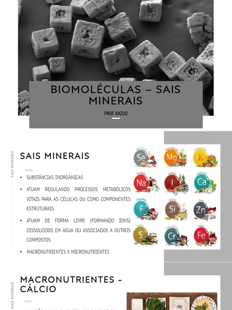 Sais Minerais: Funções e Tipos | PDF | Nutrientes | Metabolismo