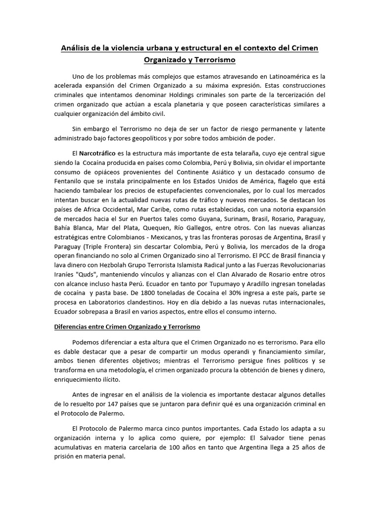 Violencia urbana y crimen organizado en LATAM | PDF | America latina ...