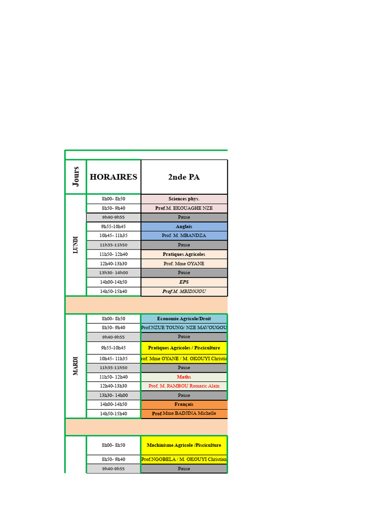 Emploi du temps 2nde PA 2025 | PDF | Science | Informatique