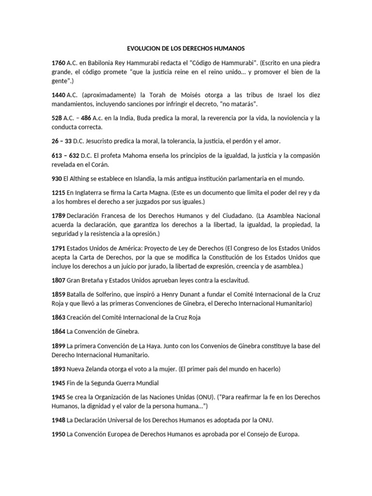 Historia de los Derechos Humanos | PDF | Convenio europeo de derechos ...