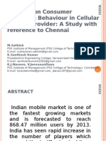 A Study On Consumer Switching Behaviour in Cellular Service Provider A Study With Reference To Chennai