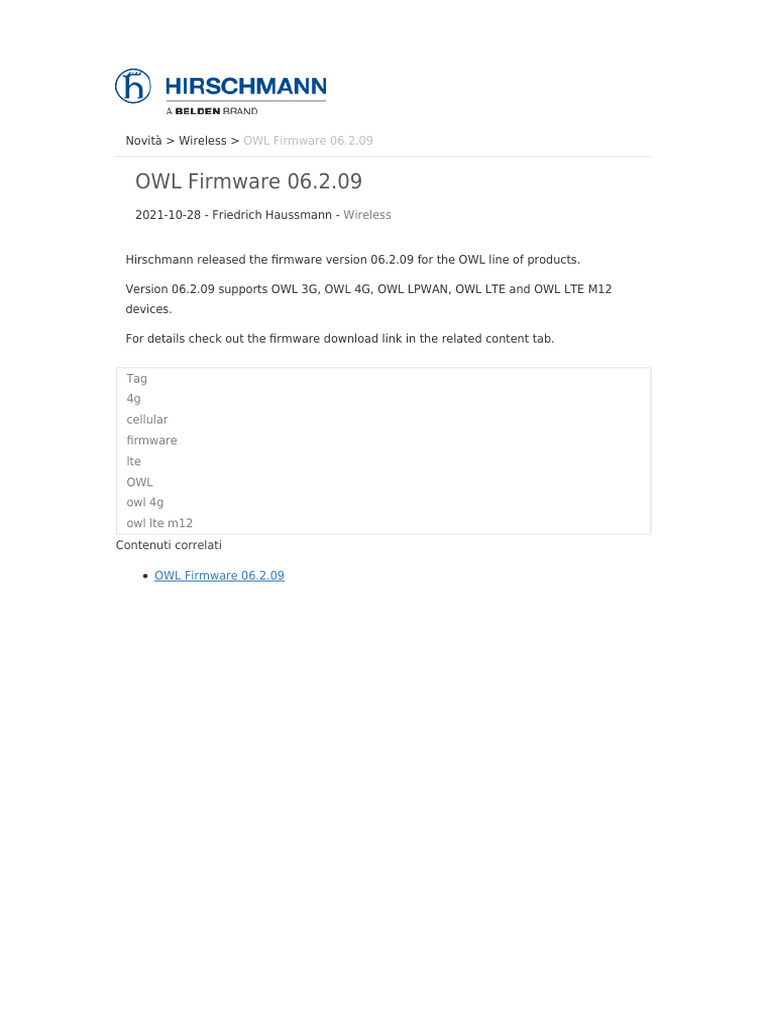 OWL Firmware 06.2.09 Release Notes | PDF