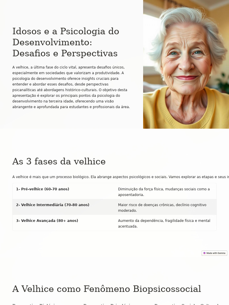 Idosos e A Psicologia Do Desenvolvimento Desafios e Perspectivas | PDF ...