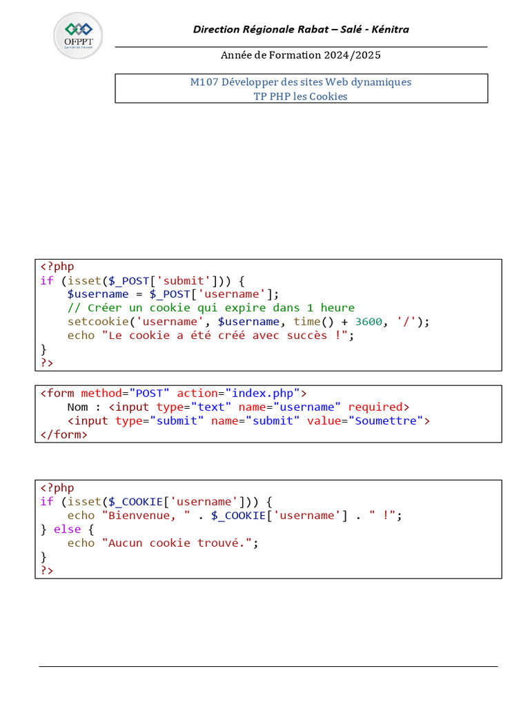 Supprimer un cookie en PHP | PDF | Cookie (informatique) | PHP