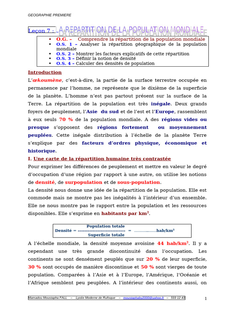 Inégale répartition de la population mondiale | PDF | Désert | Climat