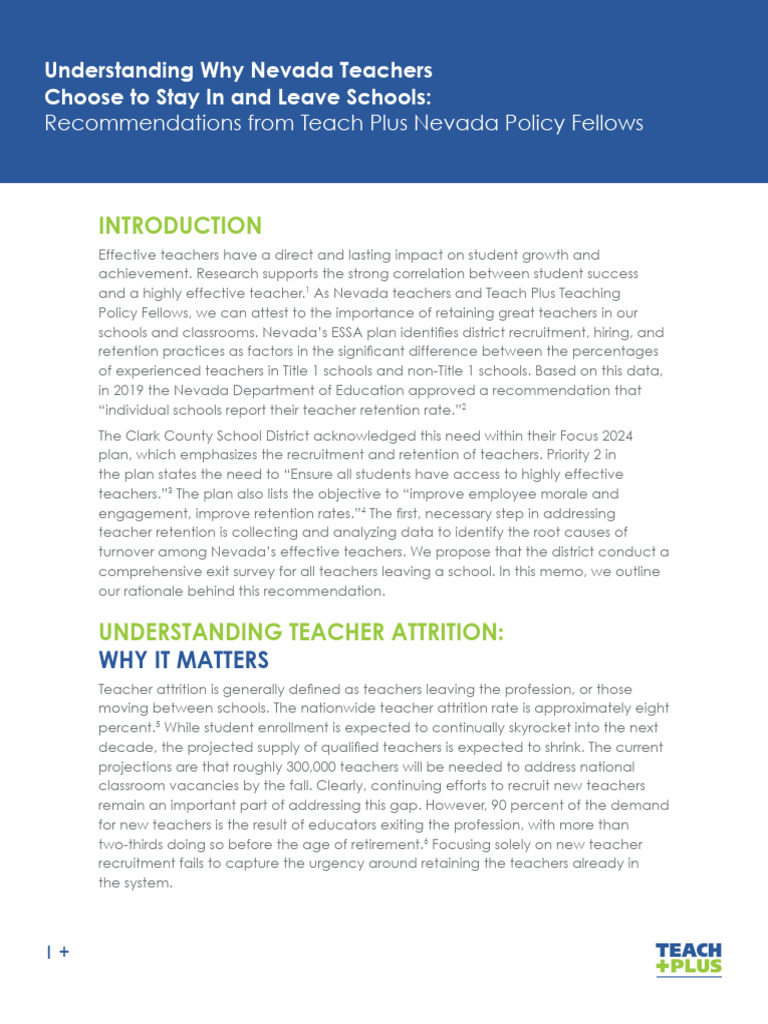 Nevada Teacher Retention Strategies | PDF | Employee Retention | Teachers