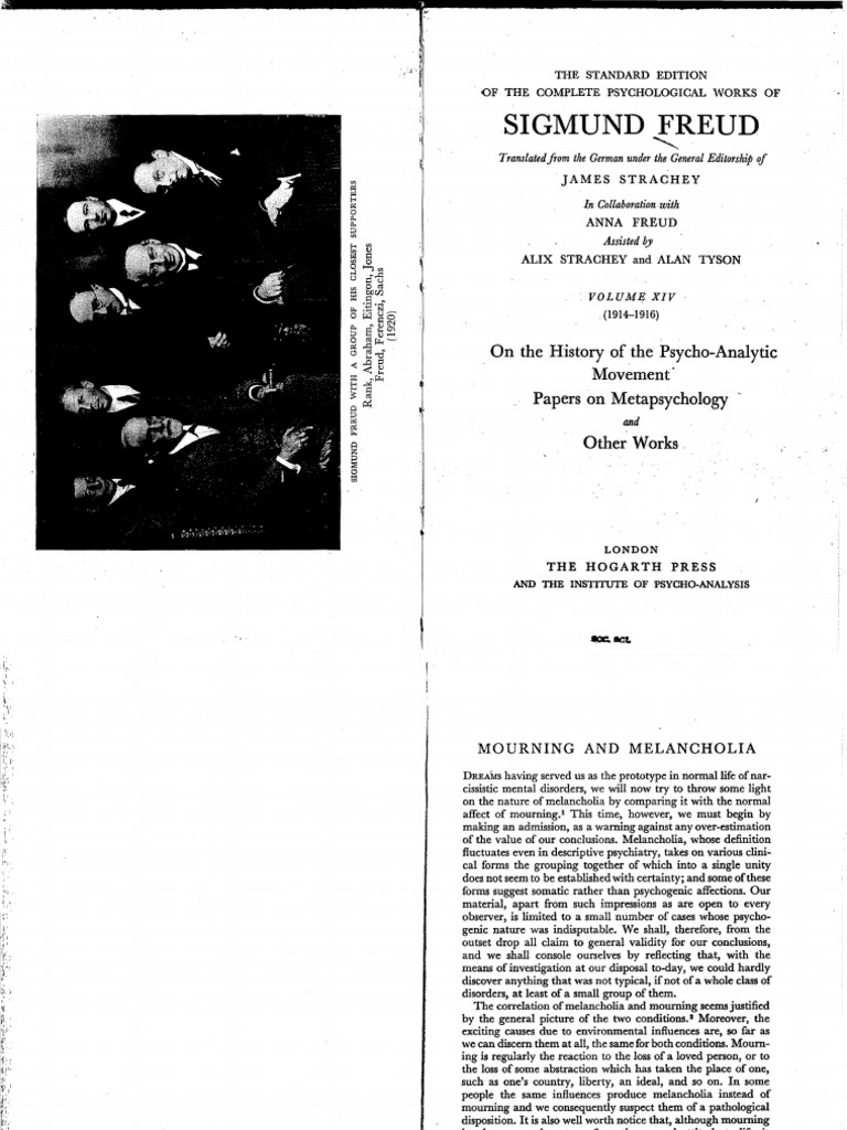 Mourning vs. Melancholia Analysis | PDF | Behavioural Sciences ...