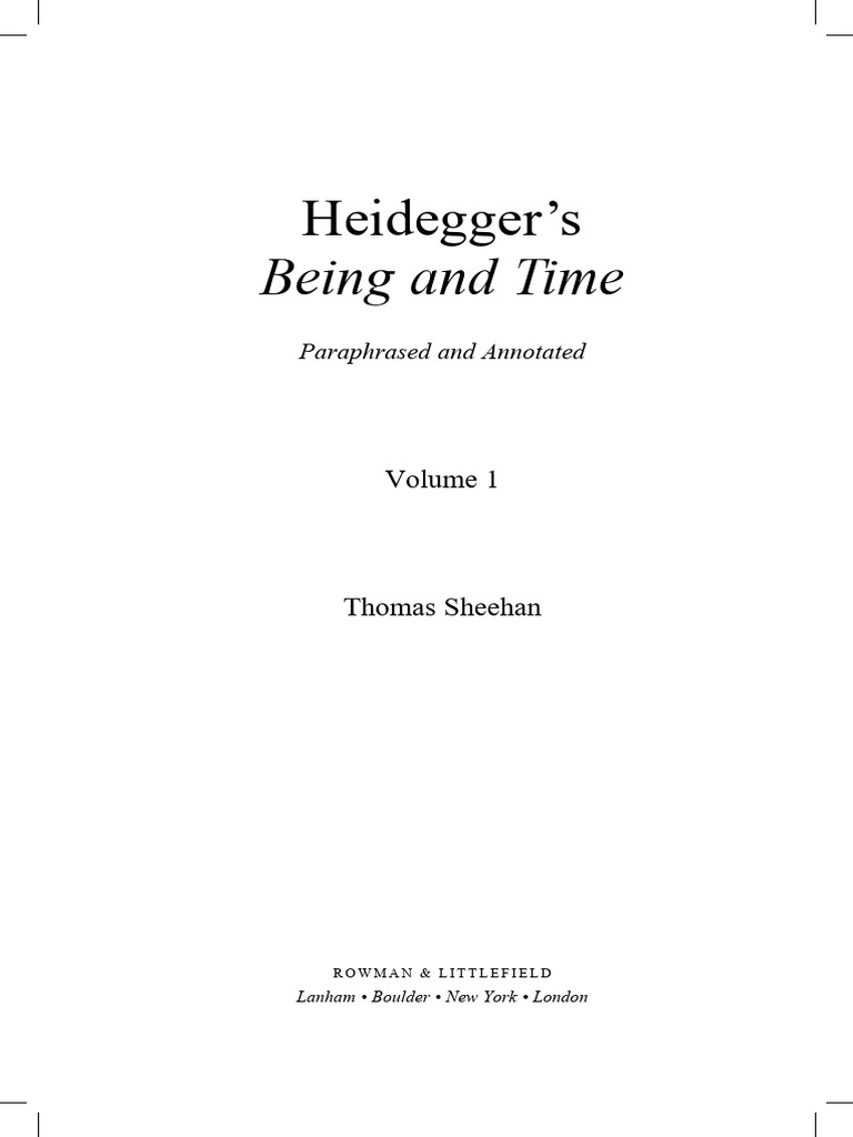 Heidegger's Being and Time A Paraphrase PDF Metaphysics Martin