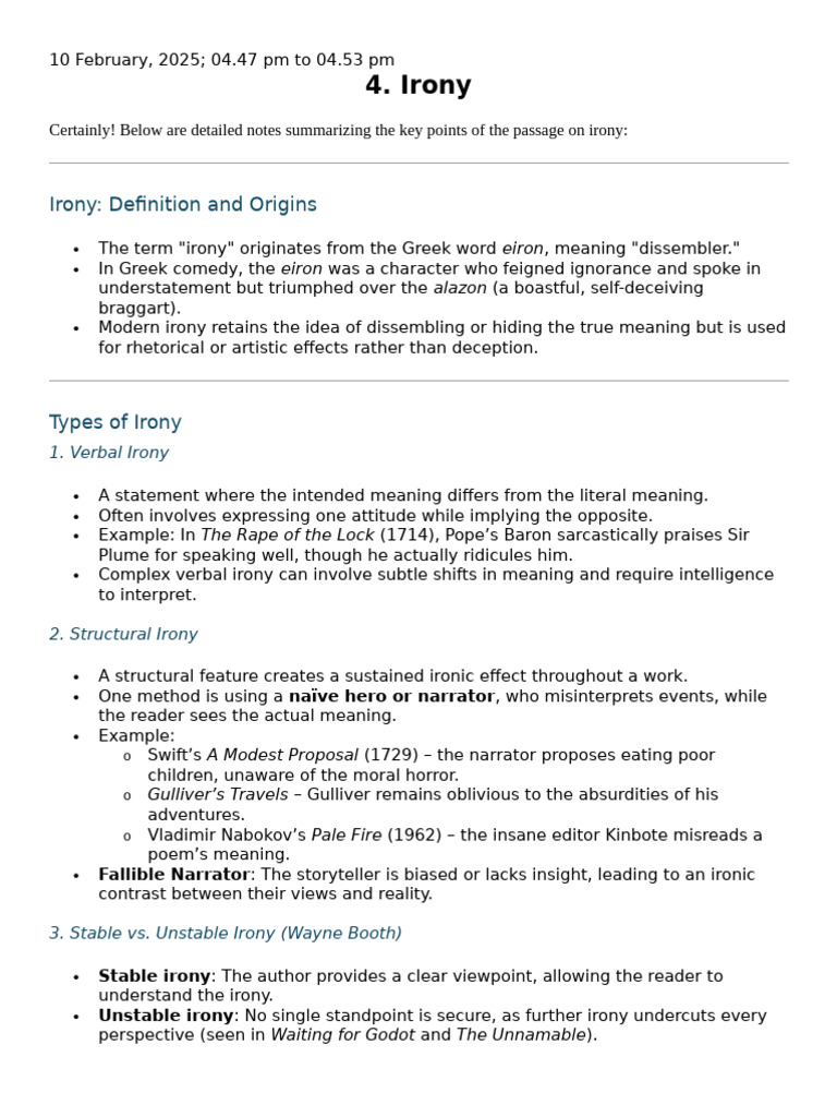 Understanding Irony: Types and Examples | PDF | Irony