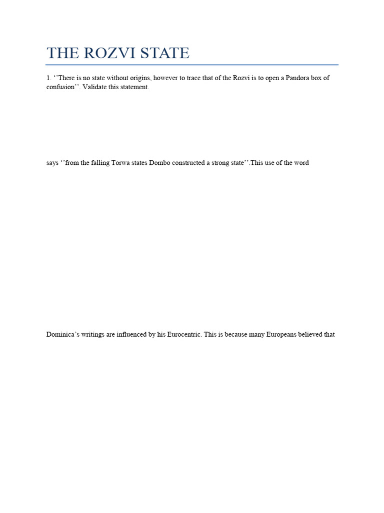 Origins of the Rozvi State Explained | PDF