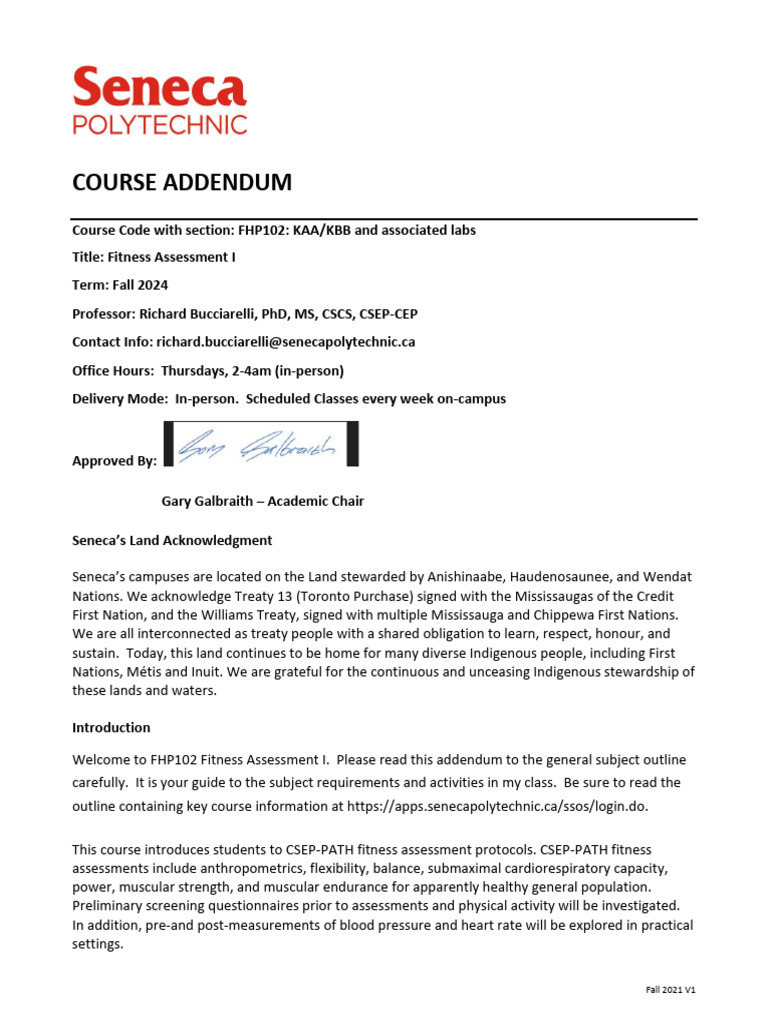 Fitness Assessment I Course Addendum | PDF | Copyright | Academic Integrity