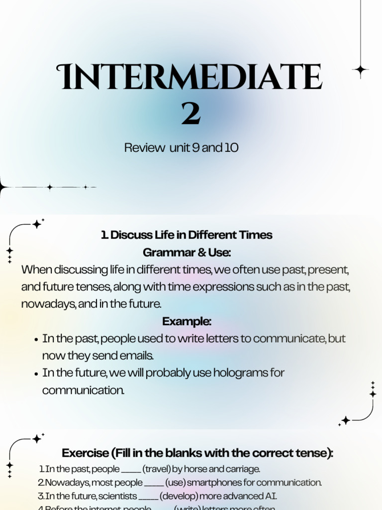 Intermediate 2 Review Unit 9 To 16 | PDF | Sentence (Linguistics ...