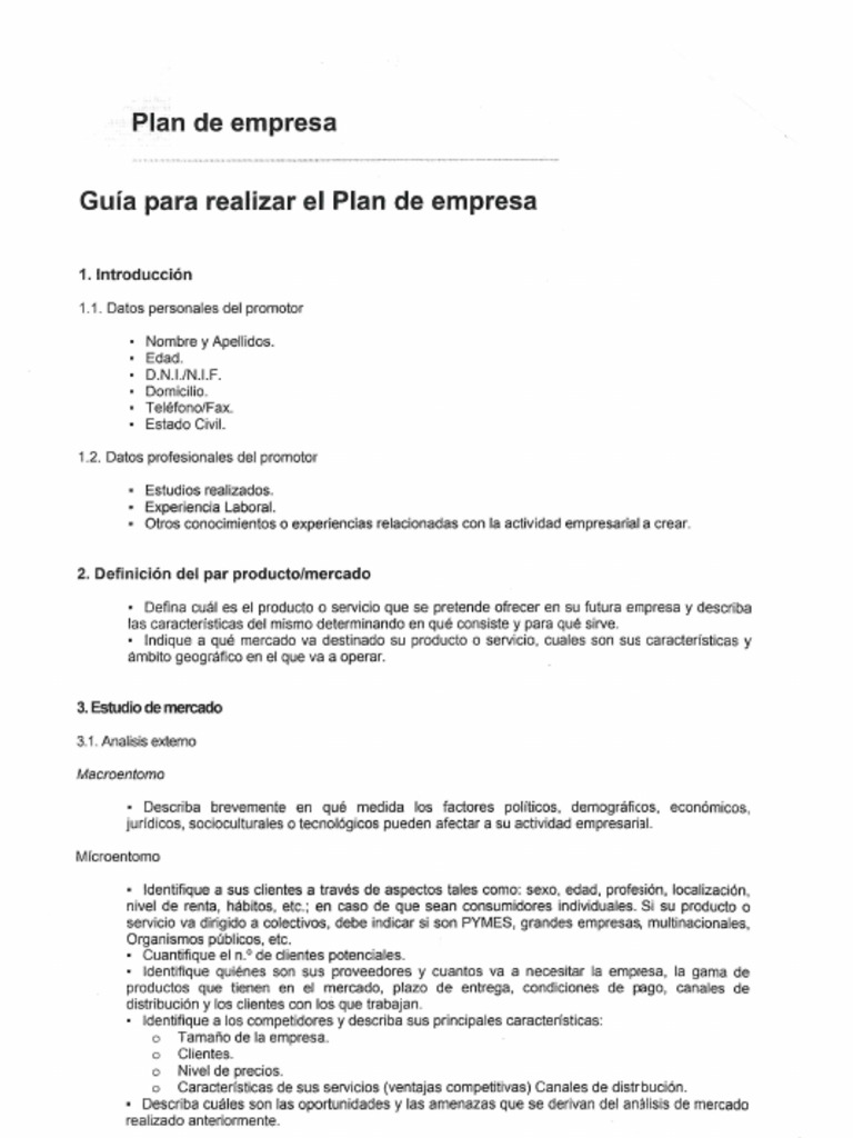 GUIA PARA REALIZAR EL PLAN DE EMPRESA | PDF