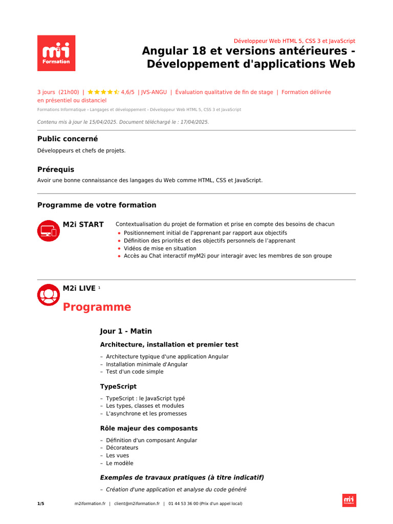 Formation Développeur Angular 18 | PDF | Programmation web | JavaScript