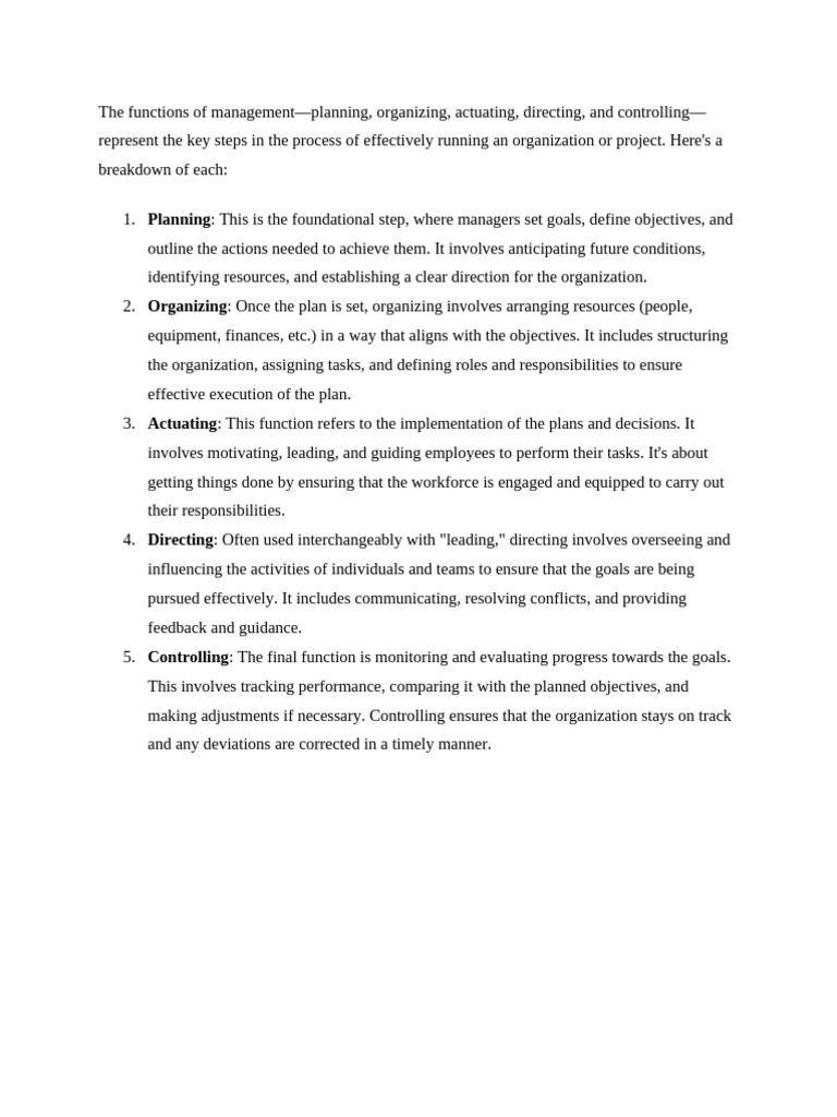 The Functions of Management | PDF