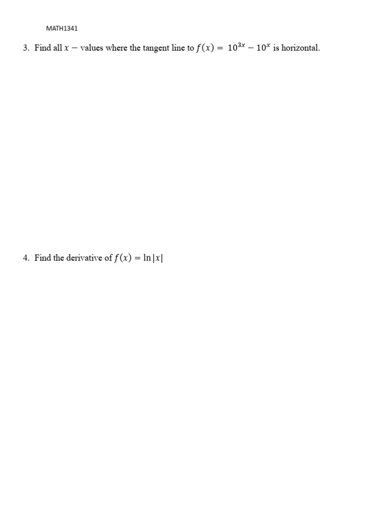 Horizontal Tangents and Derivatives in Calculus | PDF