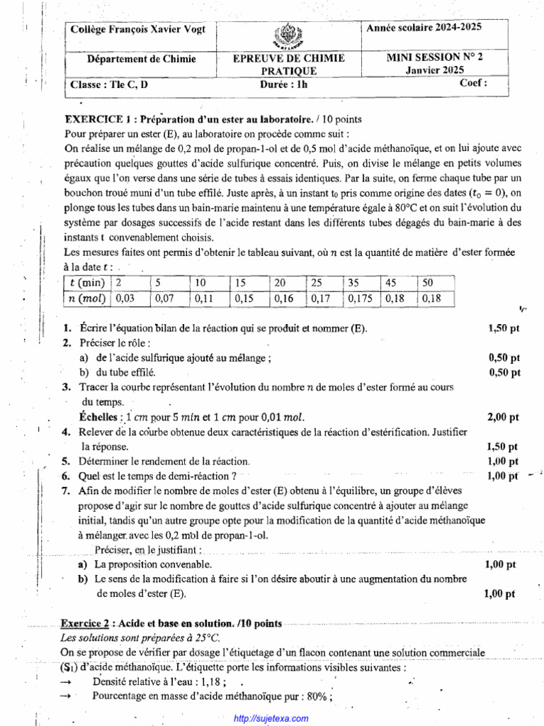 Emploi du temps Bac 2025 Chimie | PDF | Les branches de thermodynamique ...