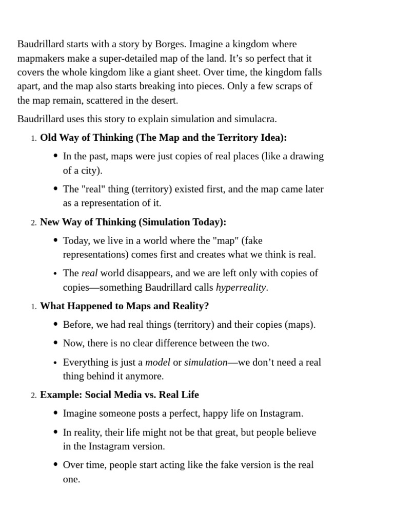 Baudrillard's Hyperreality Explained | PDF | Truth | Idolatry