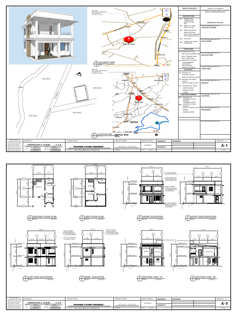 Proposed 2-Storey Residence Plans | PDF | Building Engineering | Civil ...