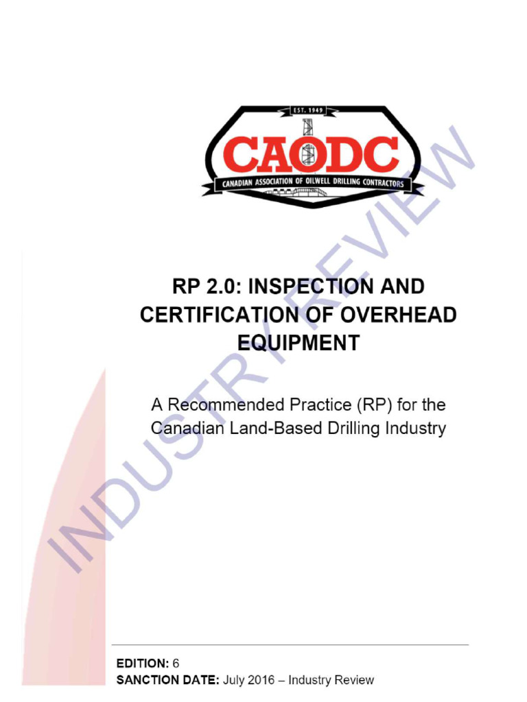 Inspection and Certification of Overhead Equipment | PDF