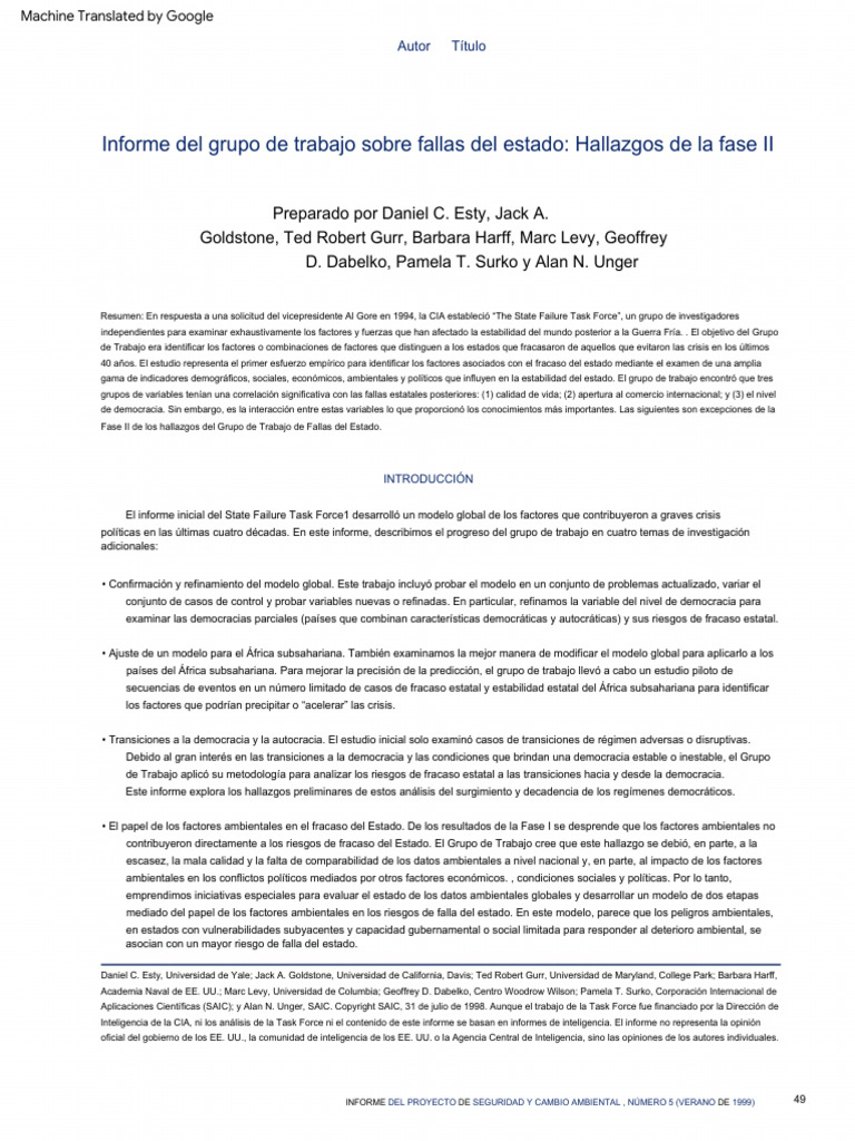 2 CIA. Esp. State Failure Task Report Phase II Findi | PDF | Democracia ...
