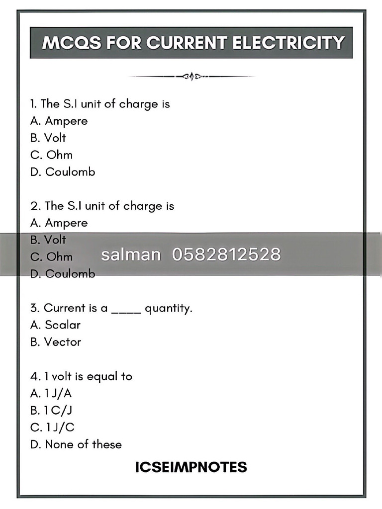 Icse Imp Notes MCQ 2023-24 Part 2 | PDF