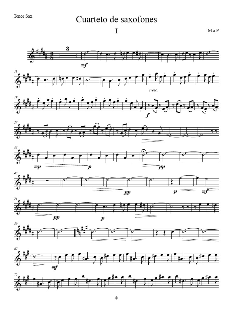 Cuarteto de Saxofones Partitura | PDF | Saxophone | Woodwind Instruments