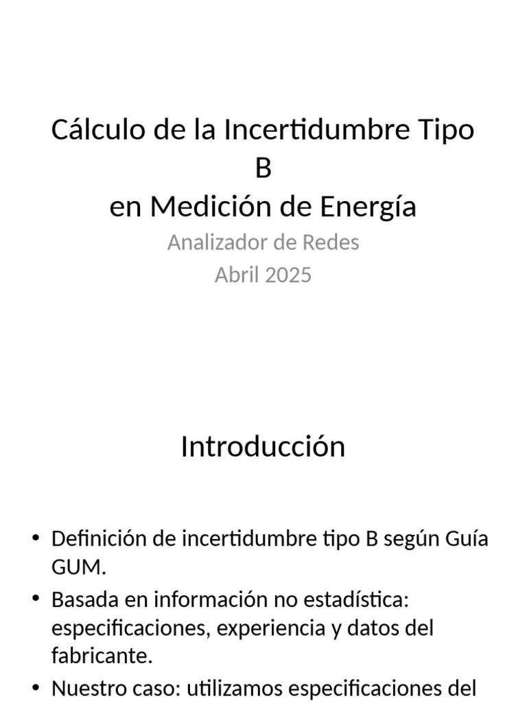 Incertidumbre Tipo B en Medición de Energía | PDF