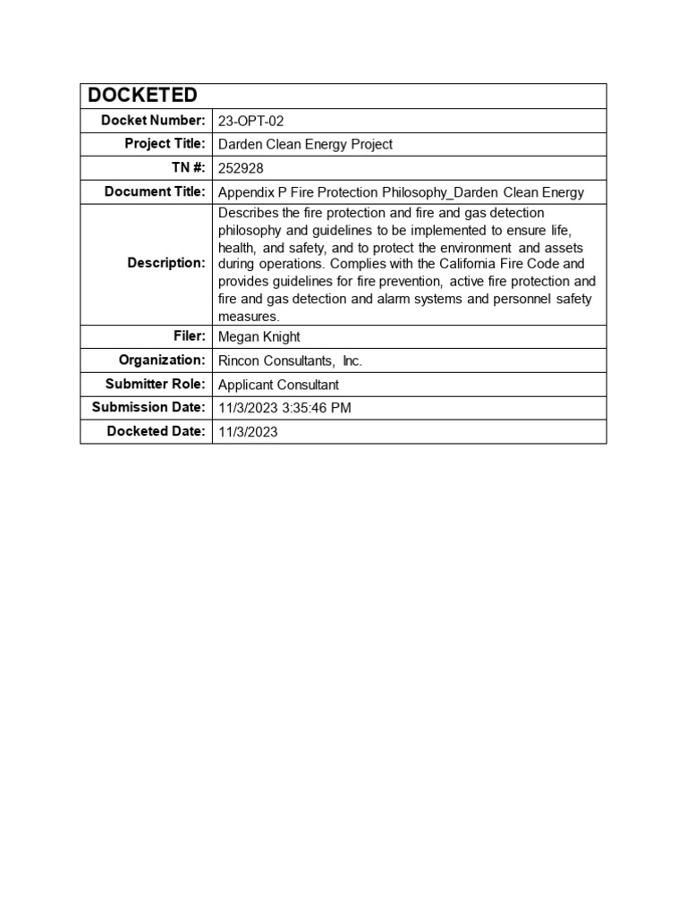 TN252928 - 20231103T153541 - Appendix P Fire Protection Philosophy ...