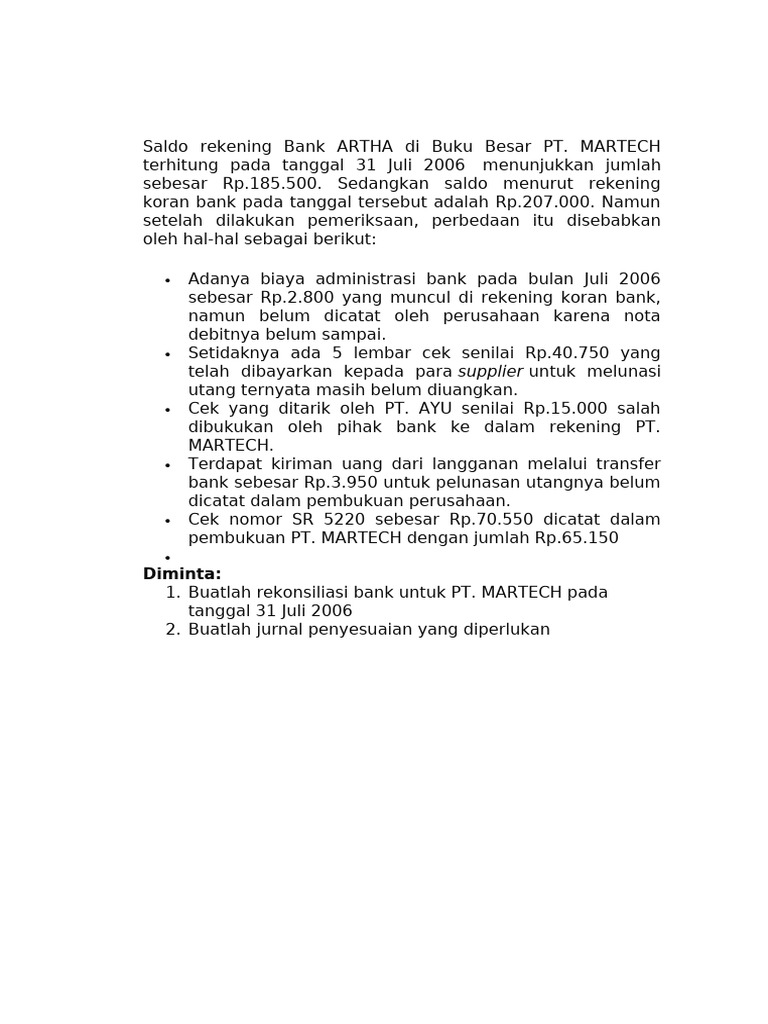 Contoh Soal Rekonsiliasi Dan Standart Costing 1 Pdf
